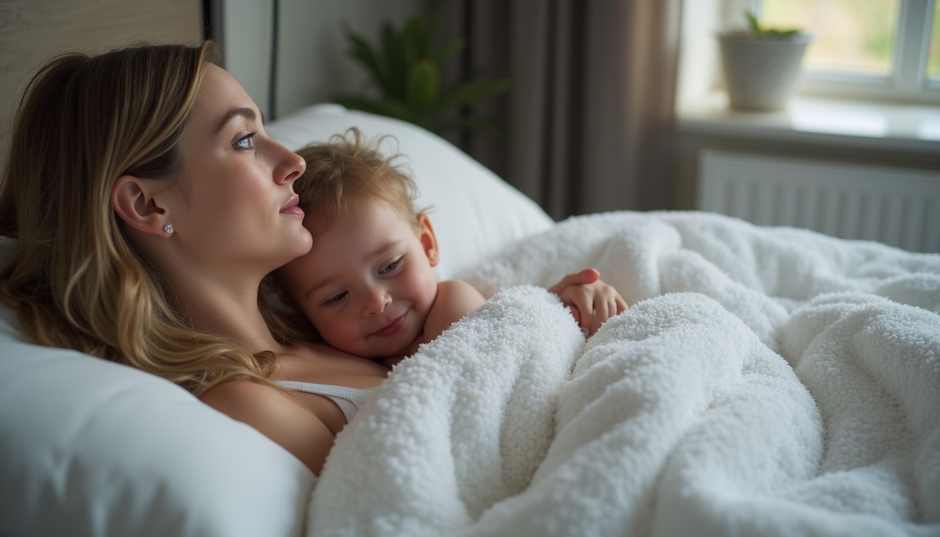 Un dormitor modern amenajat cu elemente specifice anului 2026, incluzând plante, materiale naturale și tehnologie discretă.